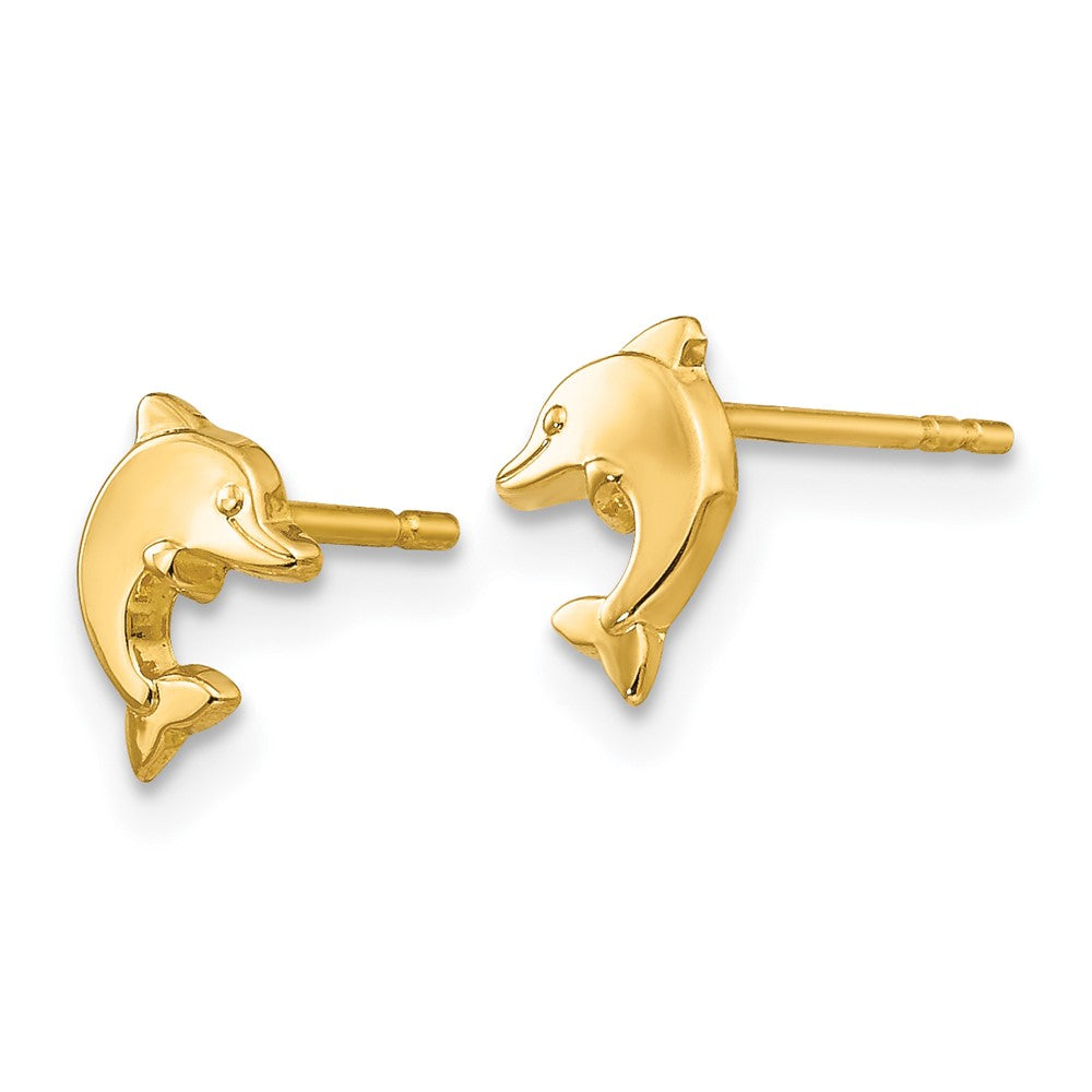 FJC Finejewelers 14 kt Yellow Gold Button Polished Dolphin Post Earrings 7 x 6 mm