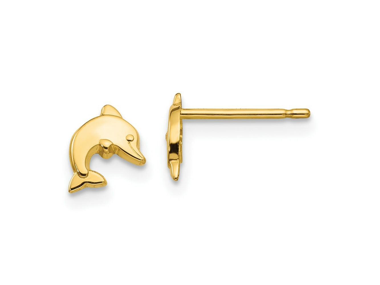 FJC Finejewelers 14 kt Yellow Gold Button Polished Dolphin Post Earrings 7 x 6 mm