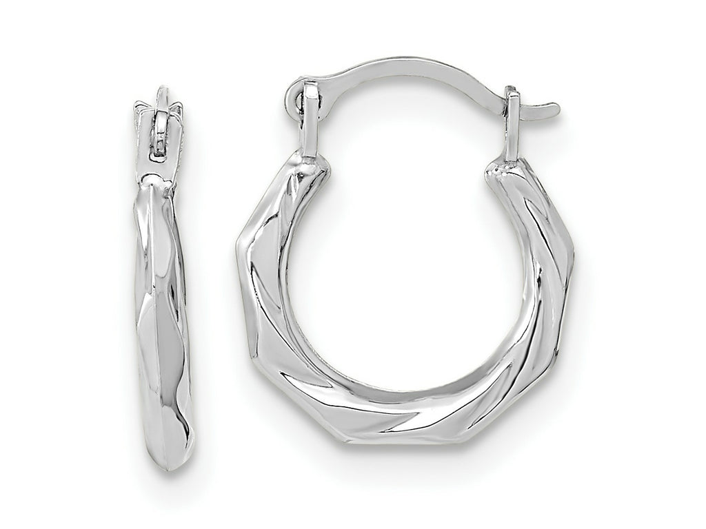 FJC Finejewelers 14 kt White Gold Hoops Polished Twist Hoop Earrings 12 mm x 11 mm