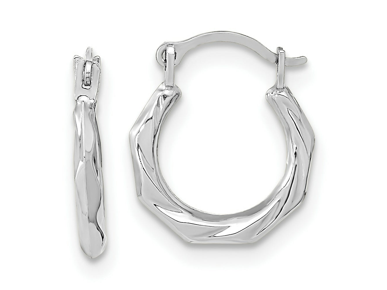 FJC Finejewelers 14 kt White Gold Hoops Polished Twist Hoop Earrings 12 mm x 11 mm