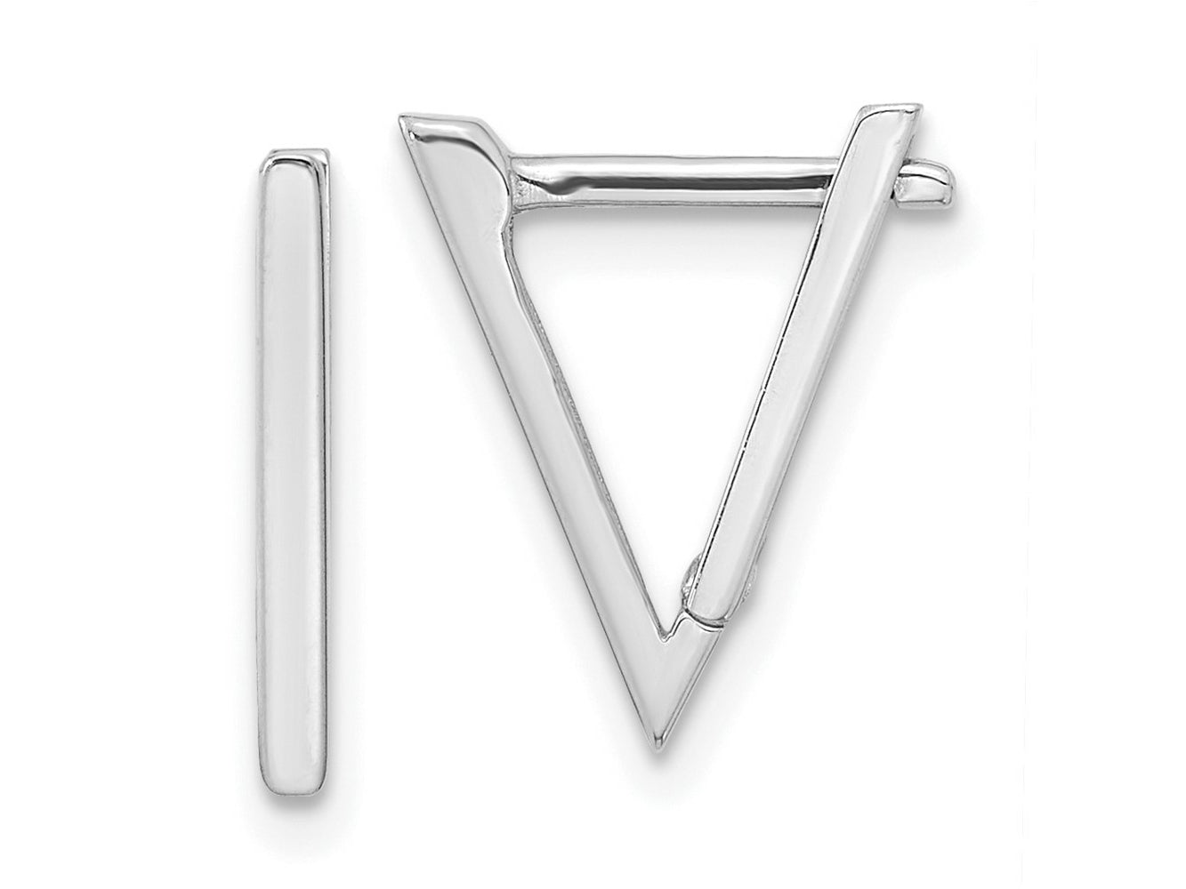 FJC Finejewelers 14 kt White Gold Drop and Dangle Polished Triangle Hoop Earrings 15 mm x 11 mm