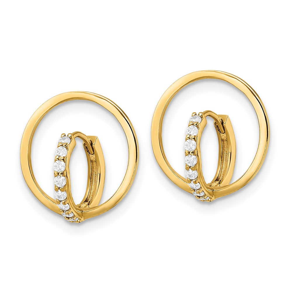 FJC Finejewelers 14 kt Yellow Gold Dangle Polished CZ Circle Huggie Earrings 14 x 13mm