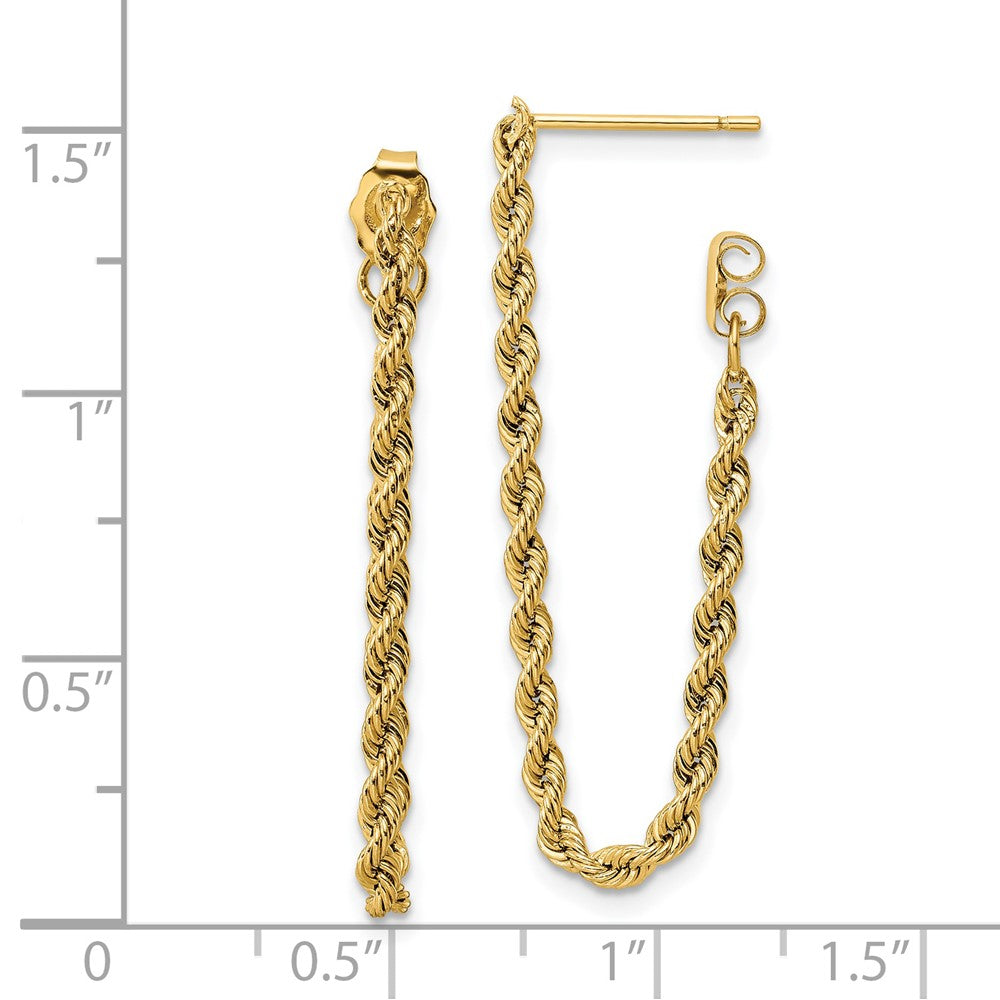 FJC Finejewelers 14 kt Yellow Gold Bright Cut Polished Rope Dangle Earrings 34 x 2 mm