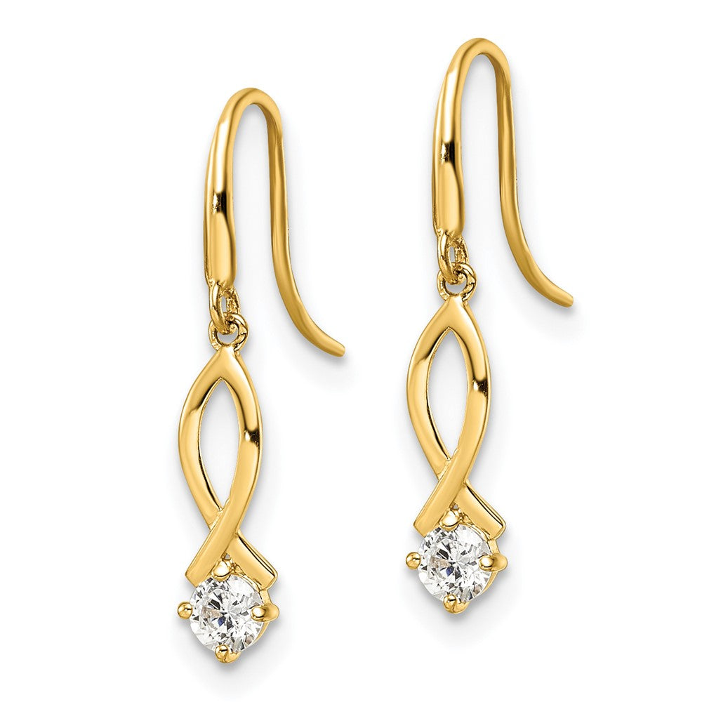 FJC Finejewelers 14 kt Yellow Gold CZ Dangle Earrings 22 x 3 mm