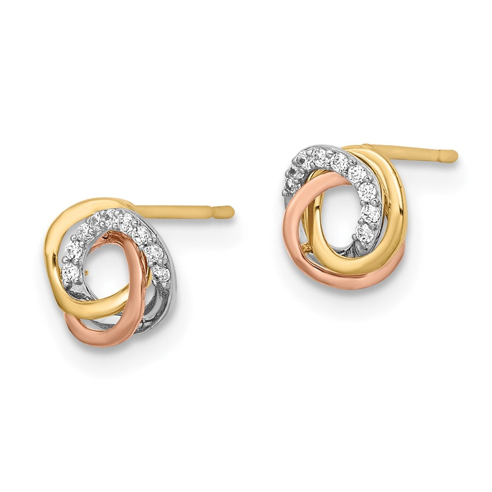 FJC Finejewelers 14 kt Tri Color Gold Button Tri-colored CZ Circle Post Earrings 6 x 6 mm
