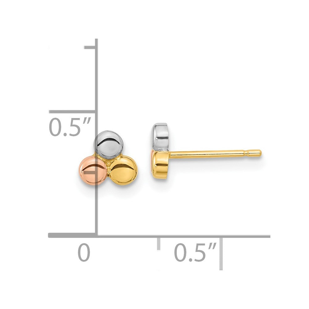 FJC Finejewelers 14 kt Tri Color Gold Button Tri-color Circle Post Earrings 5 x 5 mm