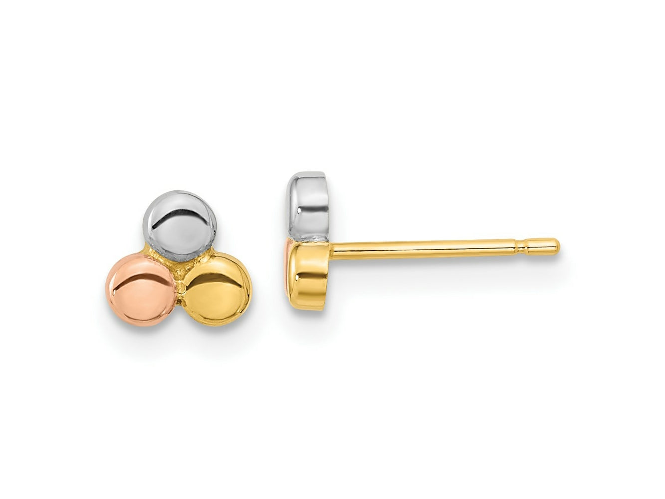 FJC Finejewelers 14 kt Tri Color Gold Button Tri-color Circle Post Earrings 5 x 5 mm