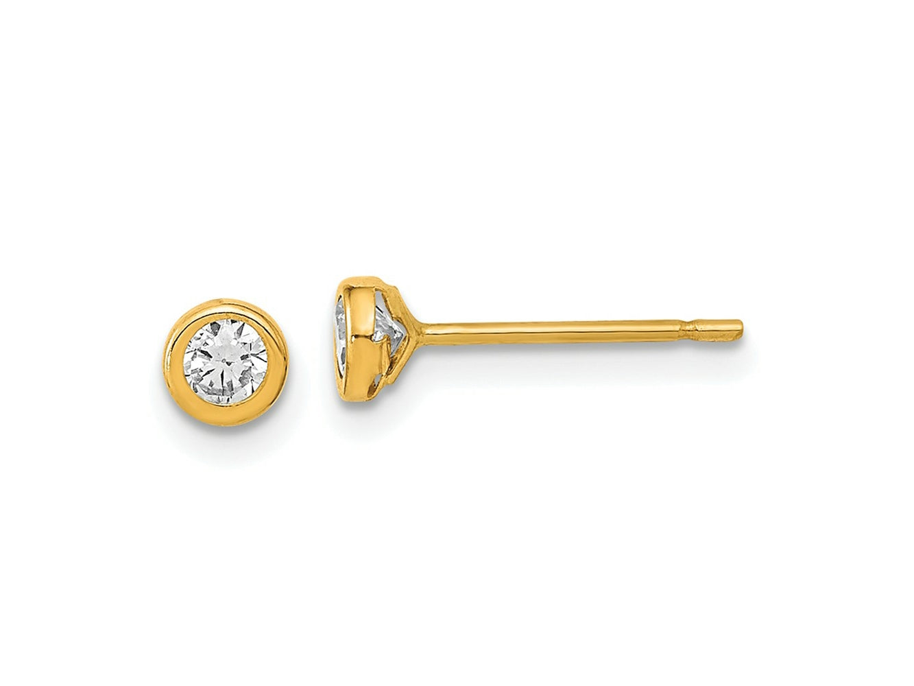 FJC Finejewelers 14 kt Yellow Gold Button Polished Circle Bezel CZ Post Earrings 3 x 3 mm