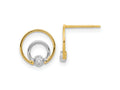 FJC Finejewelers 14 kt Yellow Gold Dangle Polished White Rhodium CZ Double Circle Post Earrings 10 x 9 mm
