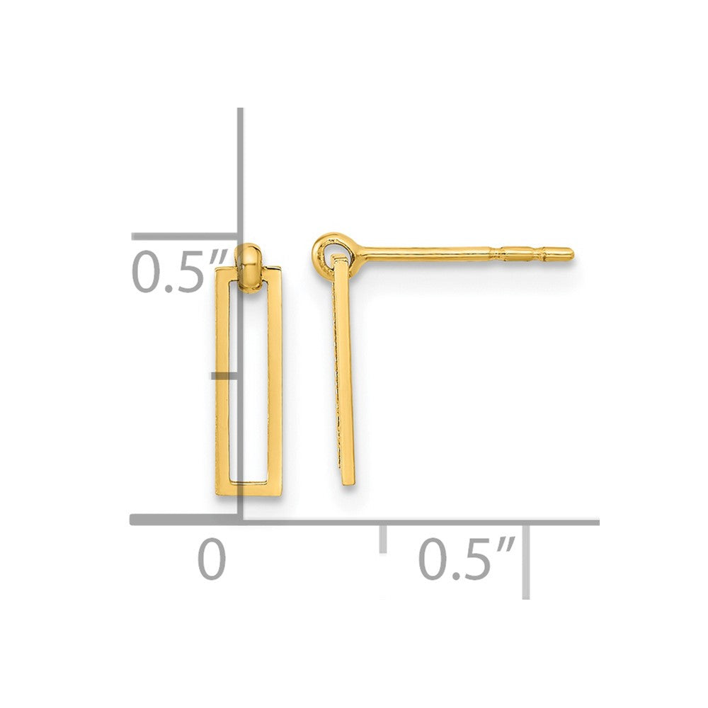 FJC Finejewelers 14 kt Yellow Gold Polished Open Rectangle Dangle Post Earrings 10 x 3 mm