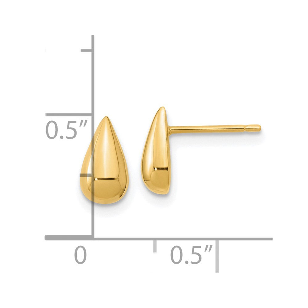 FJC Finejewelers 14 kt Yellow Gold Button Polished Teardrop Post Earrings 8 x 4 mm