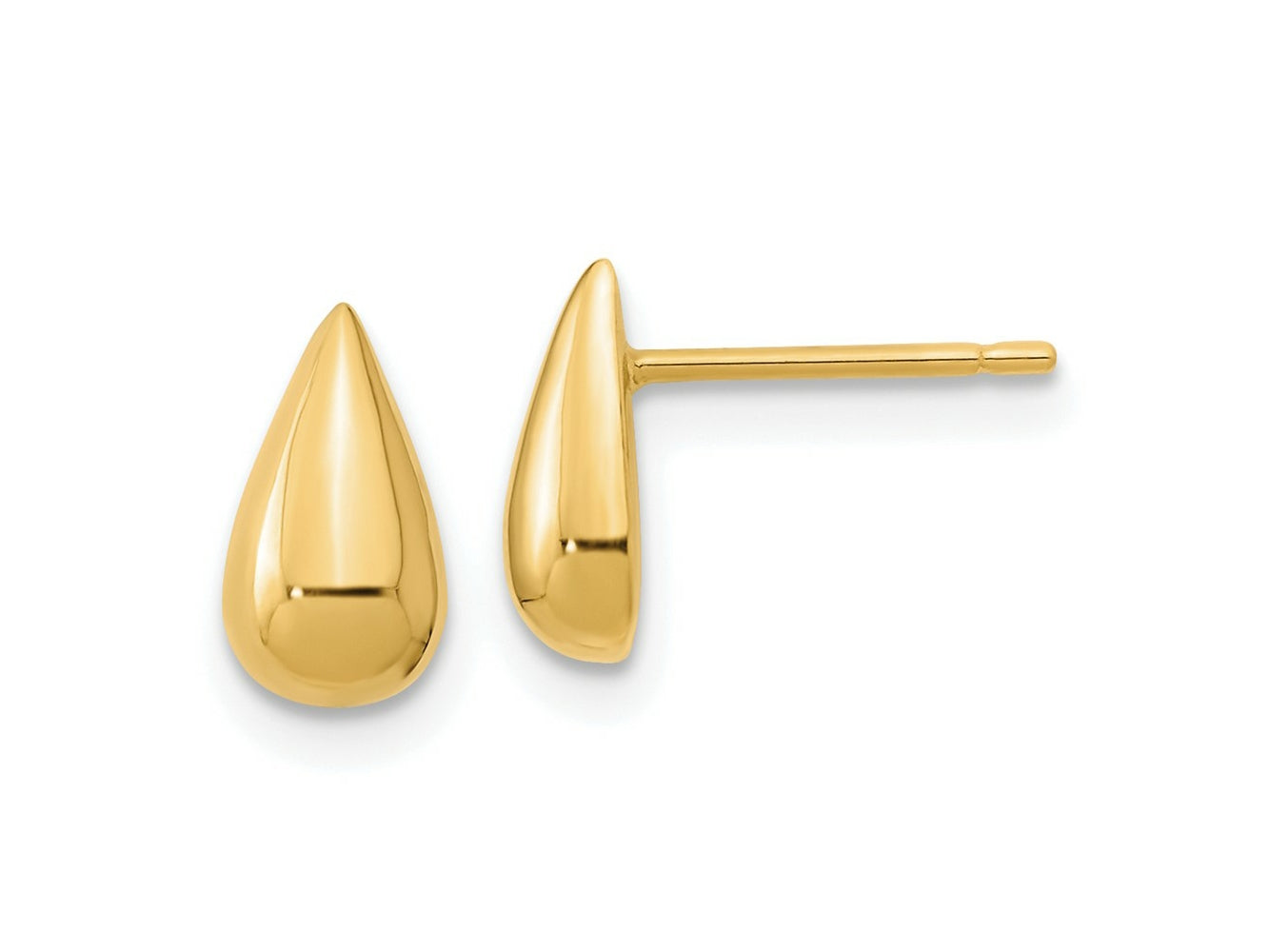 FJC Finejewelers 14 kt Yellow Gold Button Polished Teardrop Post Earrings 8 x 4 mm