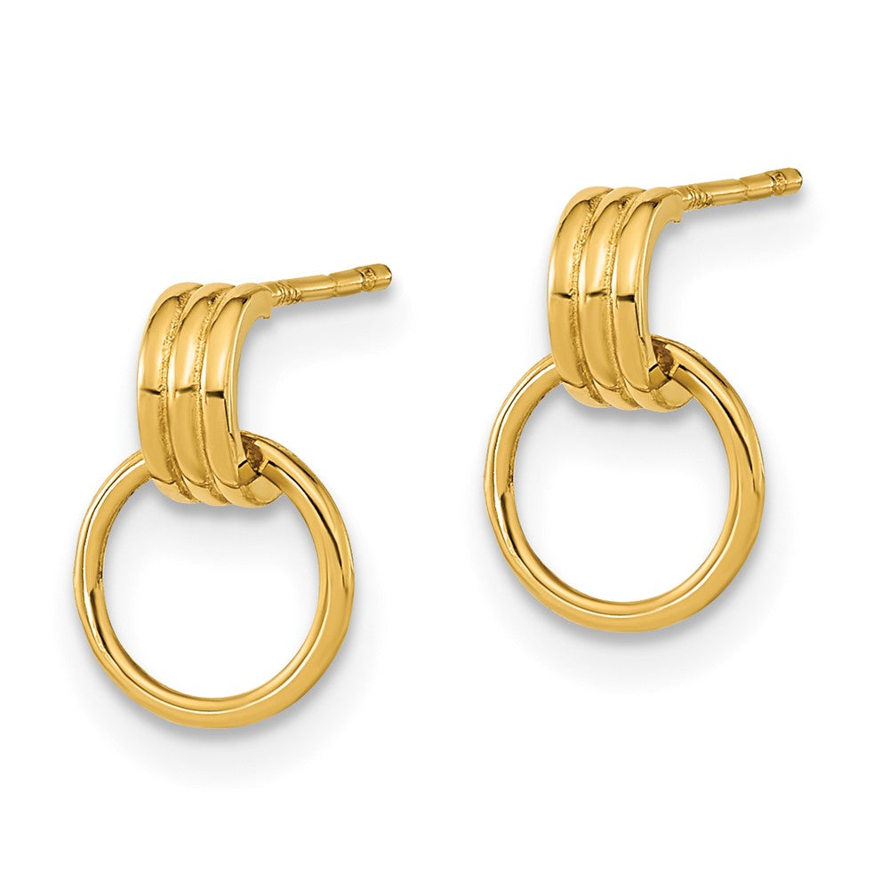 FJC Finejewelers 14 kt Yellow Gold Polished Dangle Circle Post Earrings 10 x 7 mm