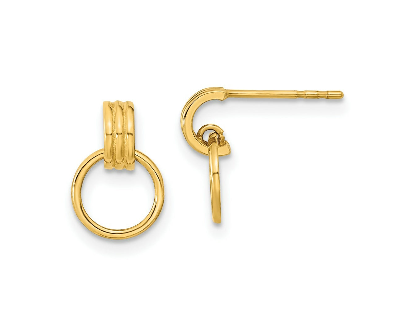 FJC Finejewelers 14 kt Yellow Gold Polished Dangle Circle Post Earrings 10 x 7 mm