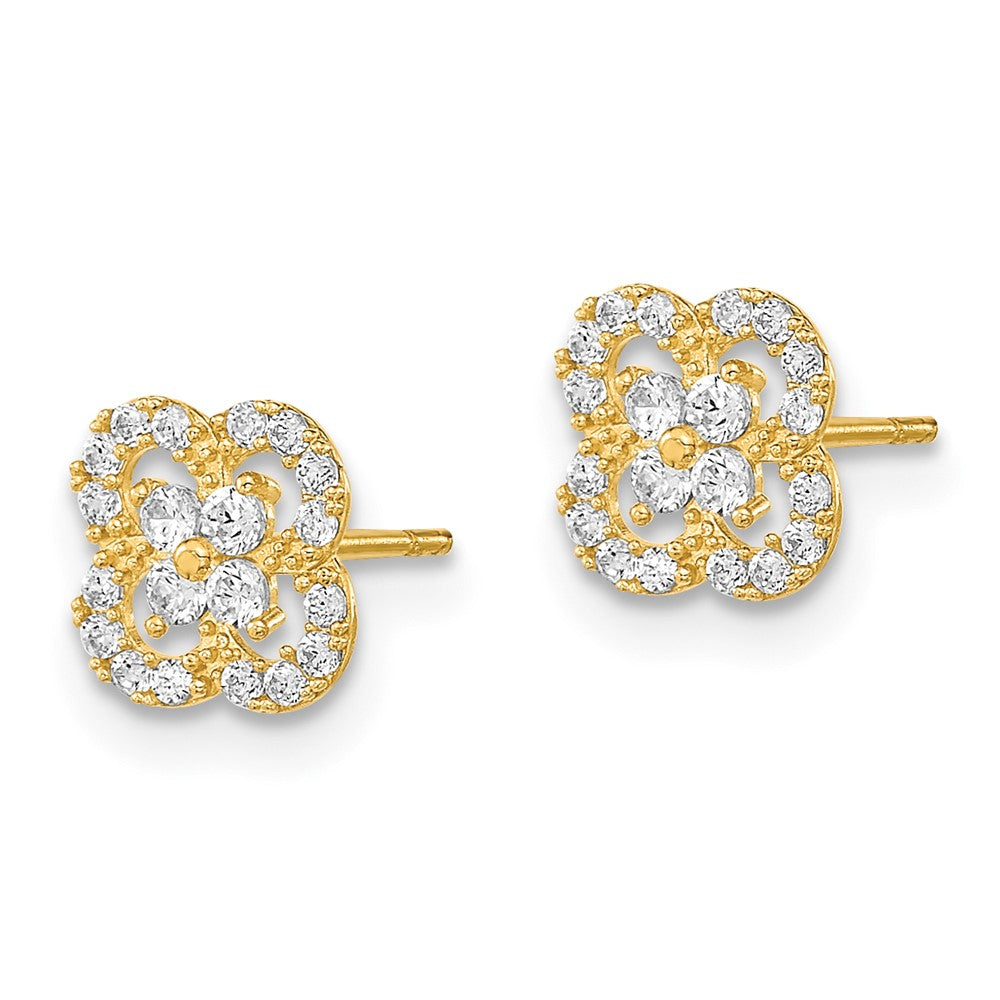 FJC Finejewelers 14 kt Yellow Gold Button Polished Flower CZ Post Earrings 8 x 8 mm