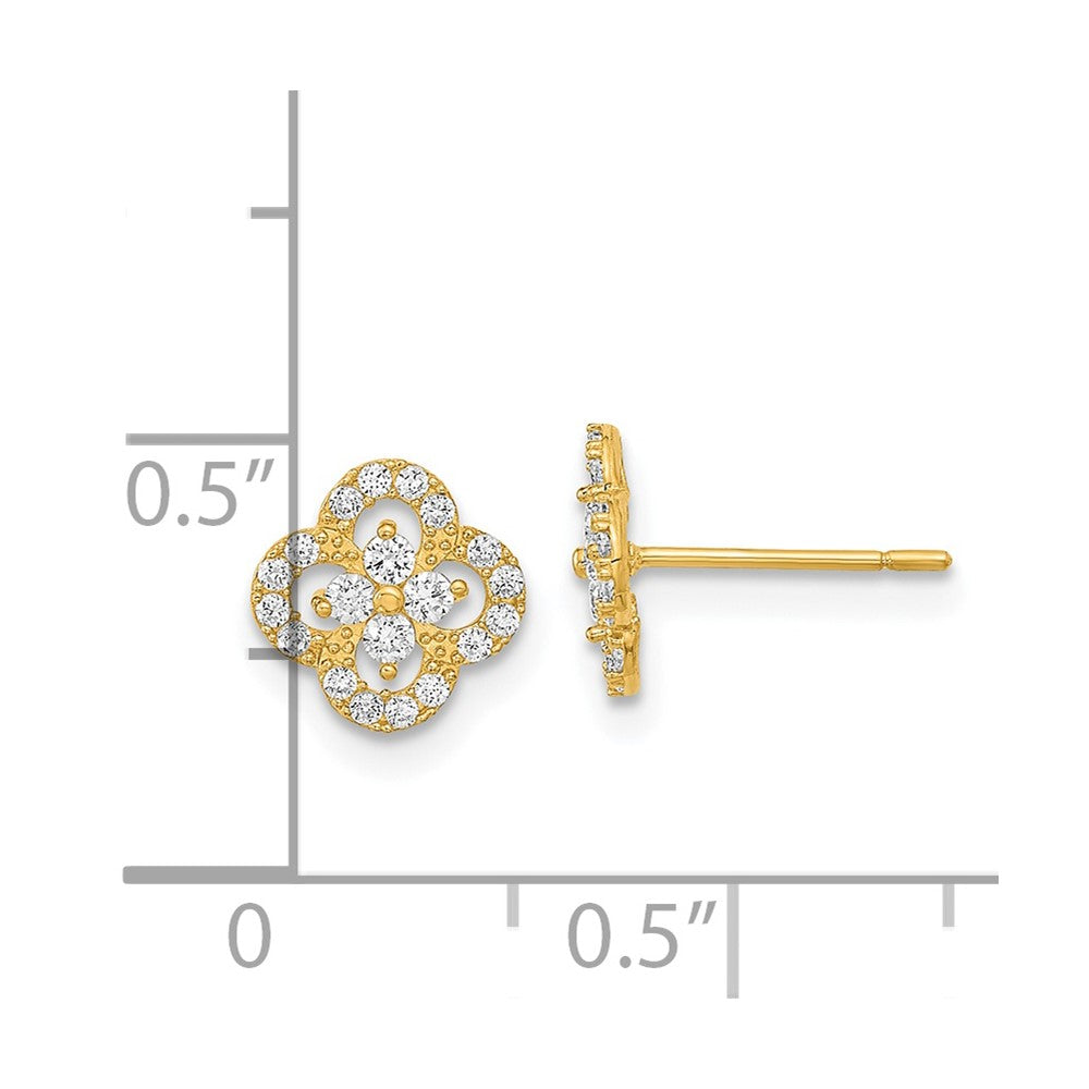 FJC Finejewelers 14 kt Yellow Gold Button Polished Flower CZ Post Earrings 8 x 8 mm