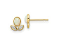 FJC Finejewelers 14 kt Yellow Gold Button CZ and Created Opal Post Earrings 7 x 6 mm