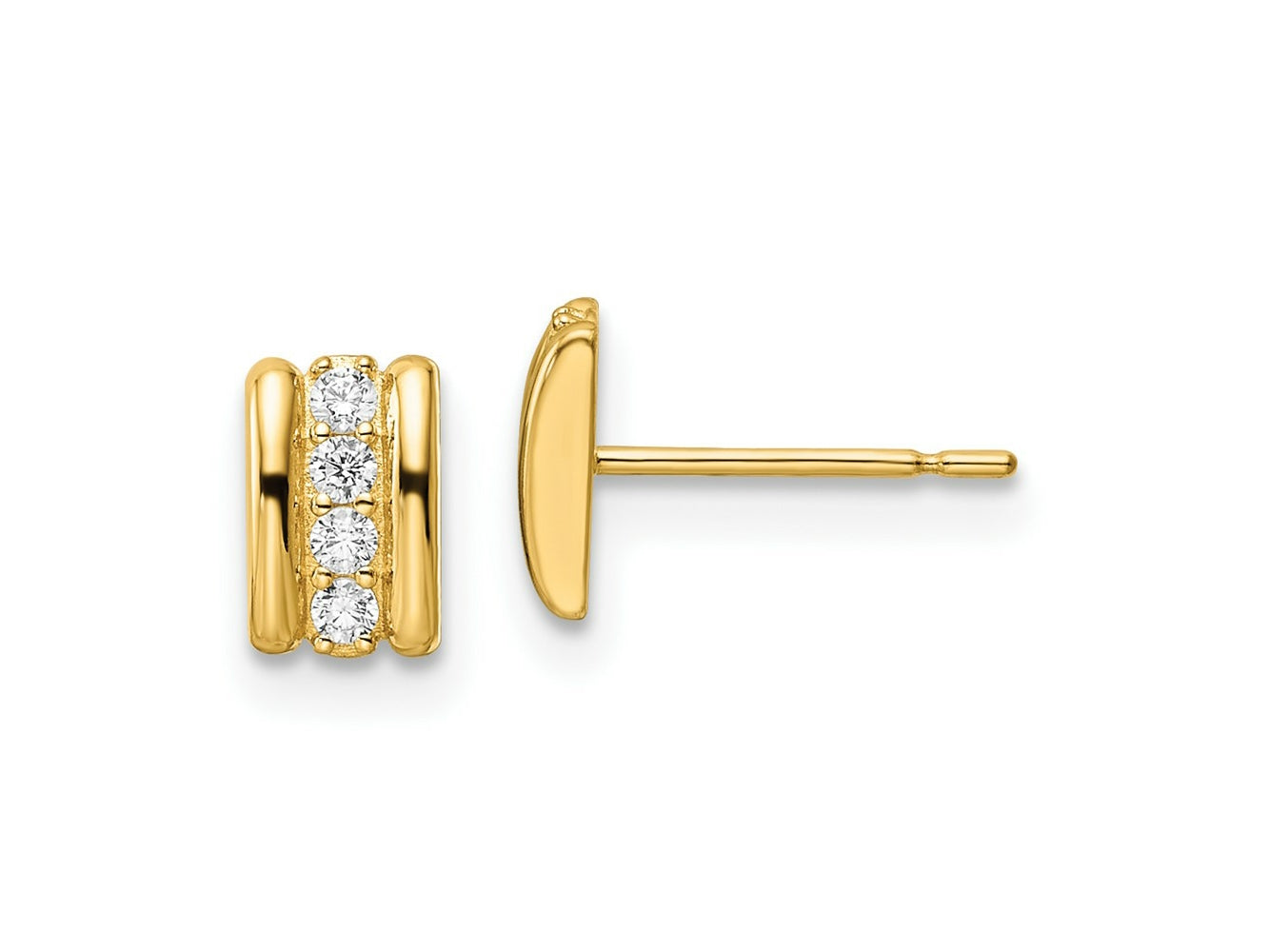FJC Finejewelers 14 kt Yellow Gold Button CZ Post Earrings 6 x 4 mm