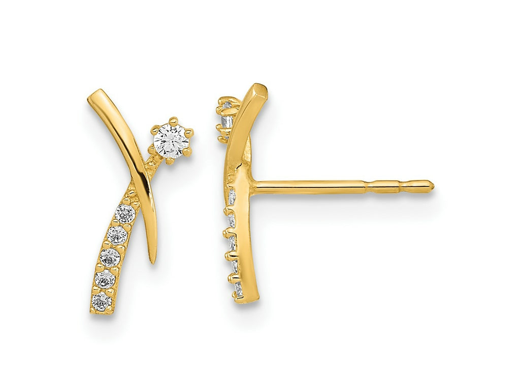 FJC Finejewelers 14 kt Yellow Gold Button Polished Fancy CZ Post Earrings 10 x 6 mm