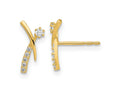 FJC Finejewelers 14 kt Yellow Gold Button Polished Fancy CZ Post Earrings 10 x 6 mm