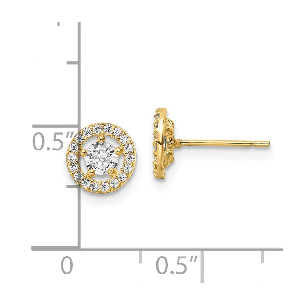 FJC Finejewelers 14 kt Yellow Gold CZ Halo Stud Earrings 7 x 7 mm