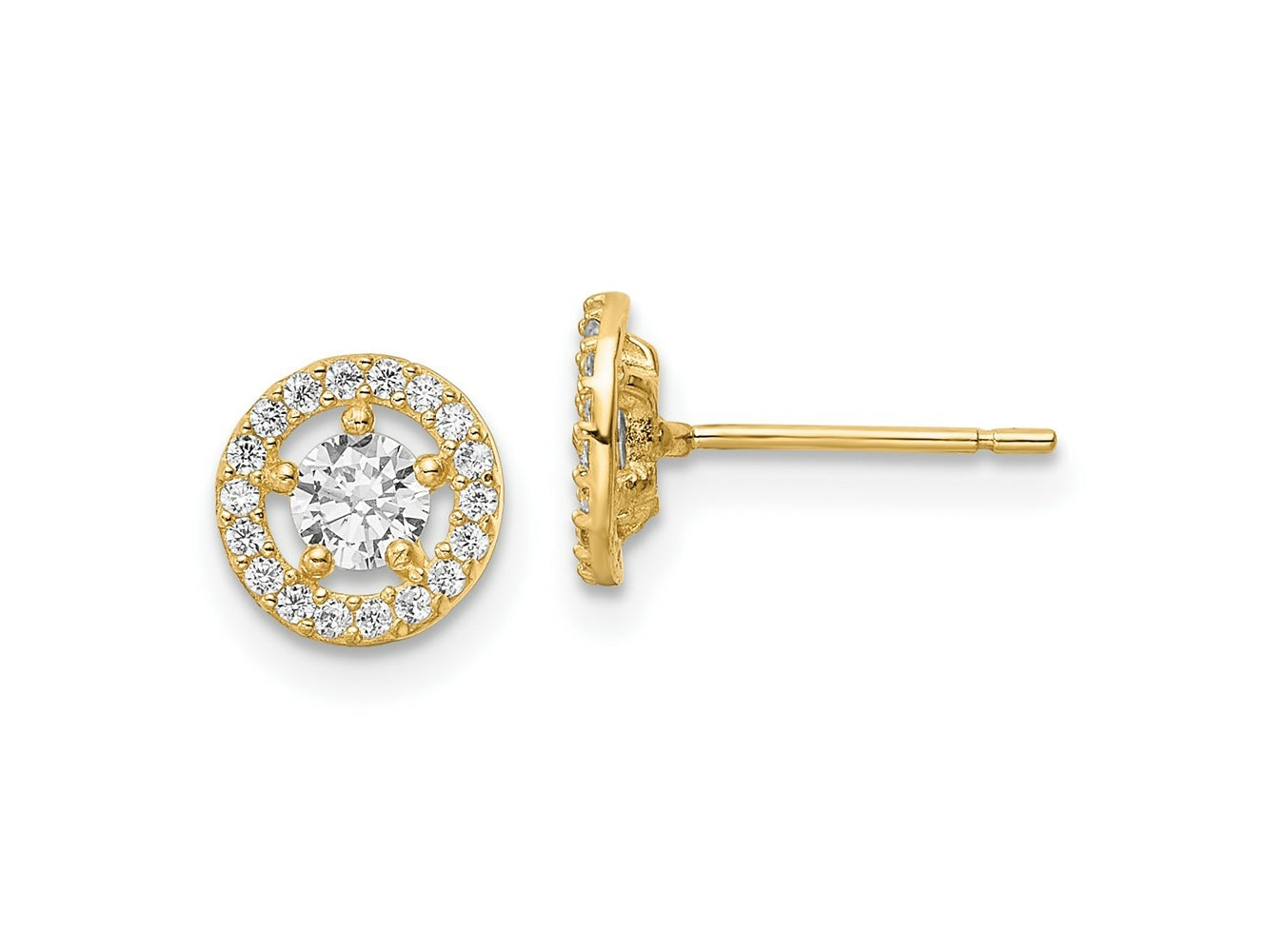 FJC Finejewelers 14 kt Yellow Gold CZ Halo Stud Earrings 7 x 7 mm