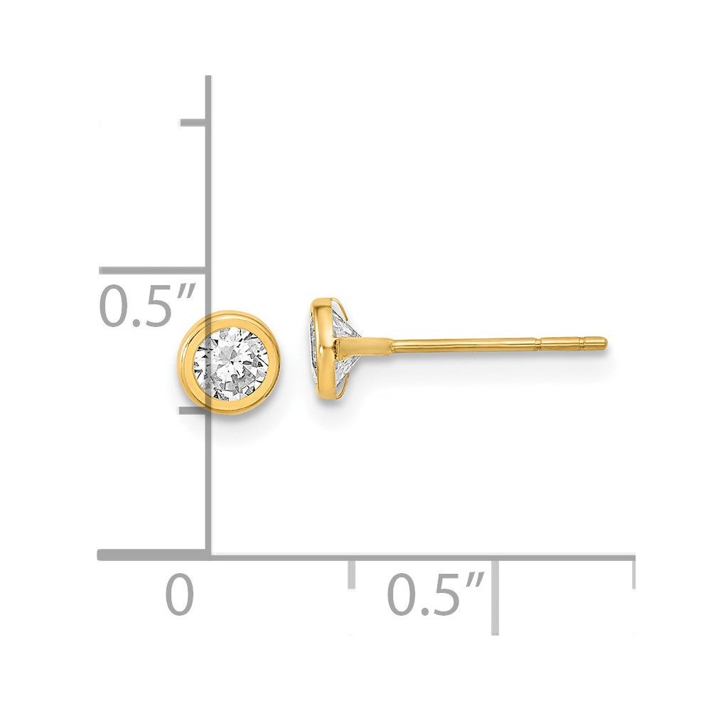 FJC Finejewelers 14 kt Yellow Gold Stud Polished Circle Bezel with CZ Post Earrings 4 x 4 mm