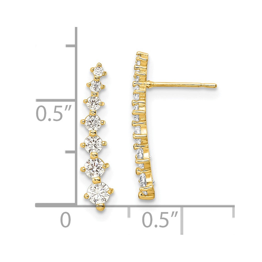 FJC Finejewelers 14 kt Yellow Gold Dangle Polished White CZ Post Earrings 18 x 4 mm