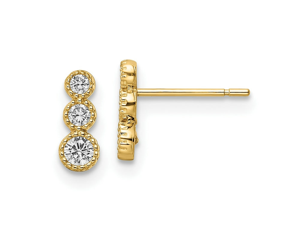 FJC Finejewelers 14 kt Yellow Gold Dangle CZ Post Earrings 8 x 3 mm