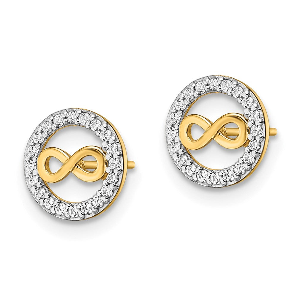 FJC Finejewelers 14 kt Yellow Gold Button CZ Infinity Symbol Post Earrings 8 x 8 mm