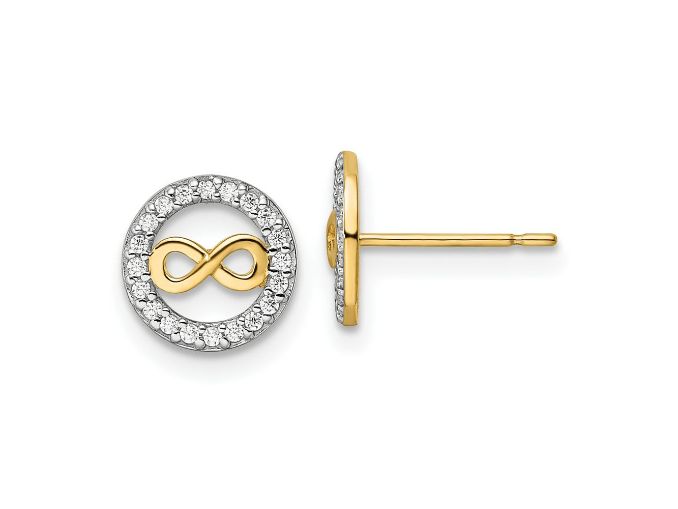 FJC Finejewelers 14 kt Yellow Gold Button CZ Infinity Symbol Post Earrings 8 x 8 mm