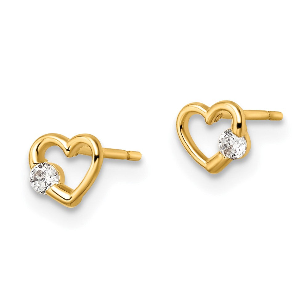 FJC Finejewelers 14 kt Yellow Gold Button CZ Heart Post Earrings 4 x 5 mm