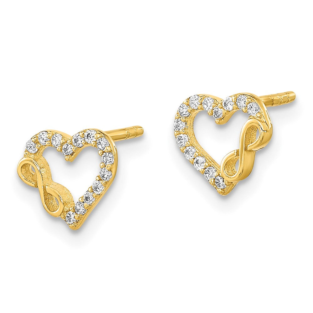 FJC Finejewelers 14 kt Yellow Gold Button Cut Out Heart and Infinity Sign CZ Post Earrings 7 x 8 mm