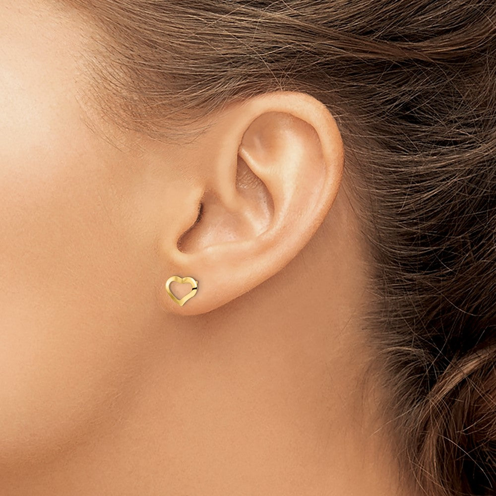 FJC Finejewelers 14 kt Yellow Gold Button Polished Heart Post Earrings 7 x 9 mm