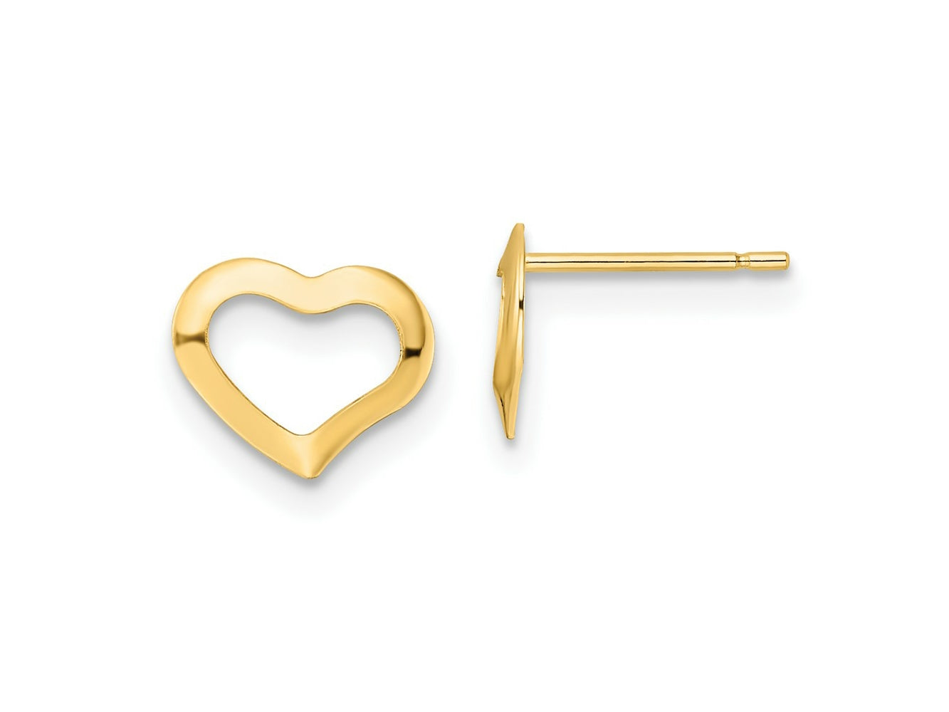 FJC Finejewelers 14 kt Yellow Gold Button Polished Heart Post Earrings 7 x 9 mm