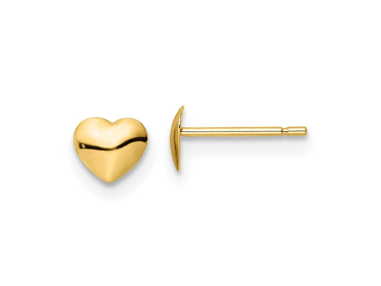 FJC Finejewelers 14 kt Yellow Gold Button Polished Heart Post Stud Earrings 4 x 5 mm