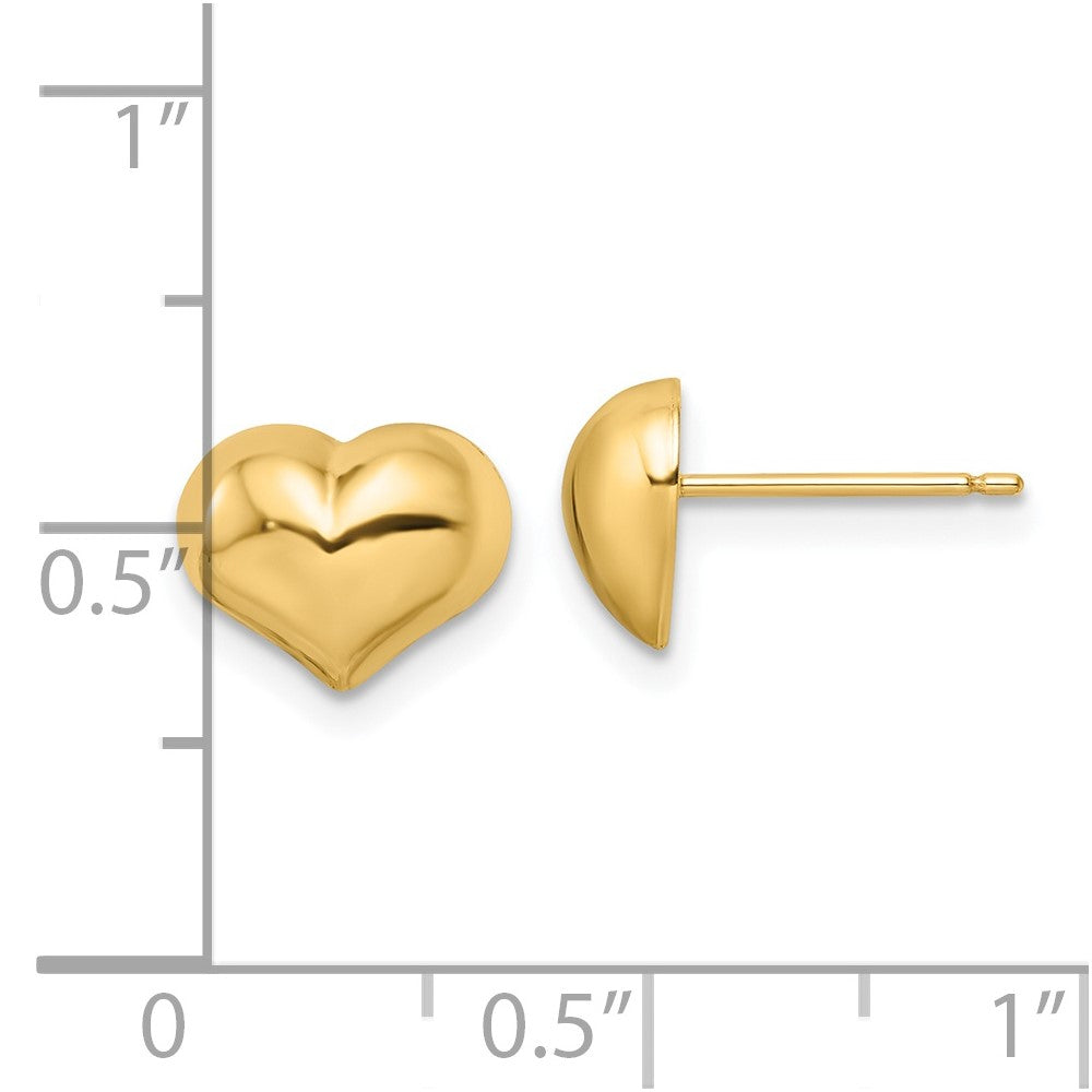 FJC Finejewelers 14 kt Yellow Gold Button Polished Puffed Heart Post Earrings 7 x 10 mm