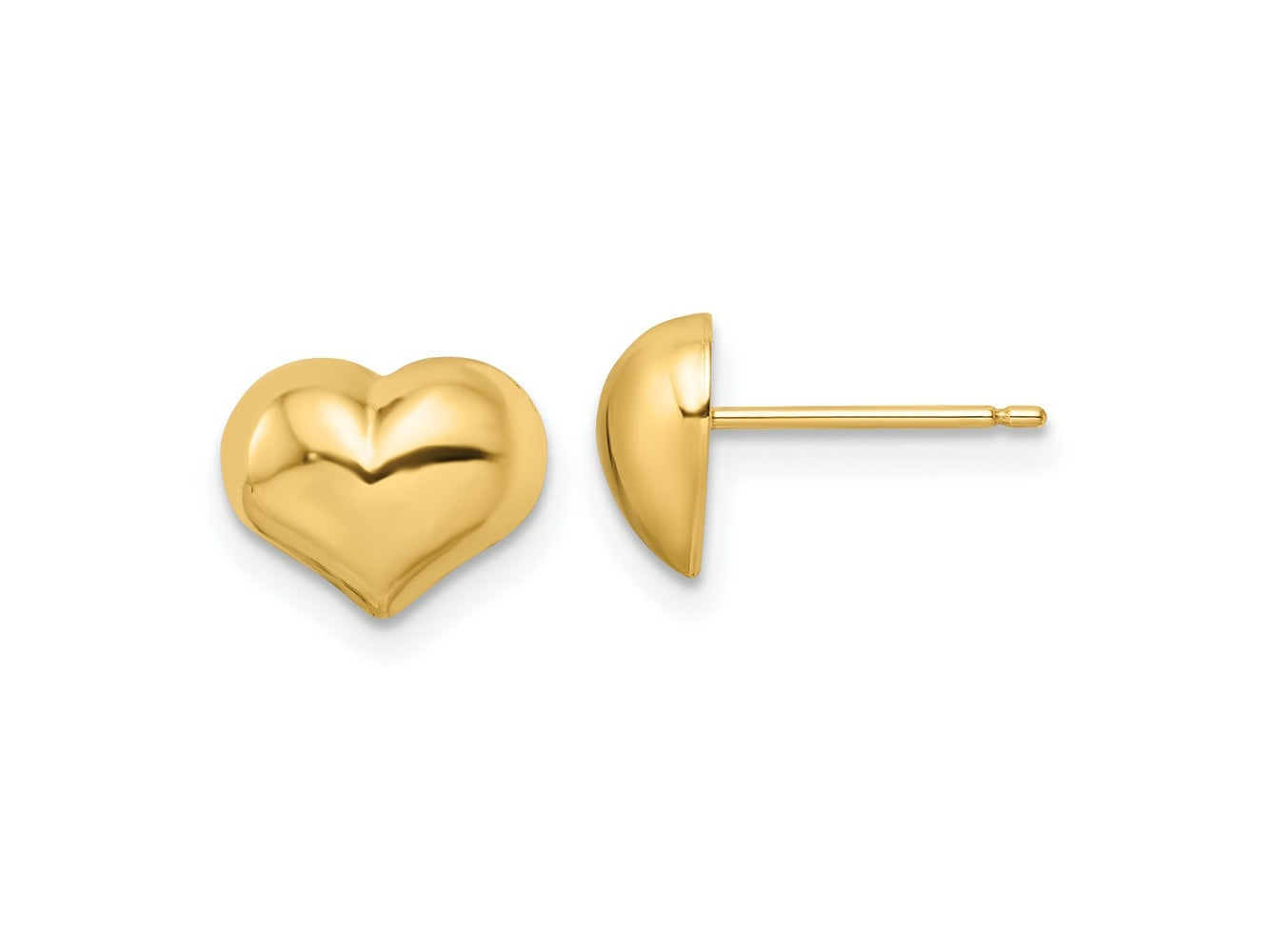 FJC Finejewelers 14 kt Yellow Gold Button Polished Puffed Heart Post Earrings 7 x 10 mm