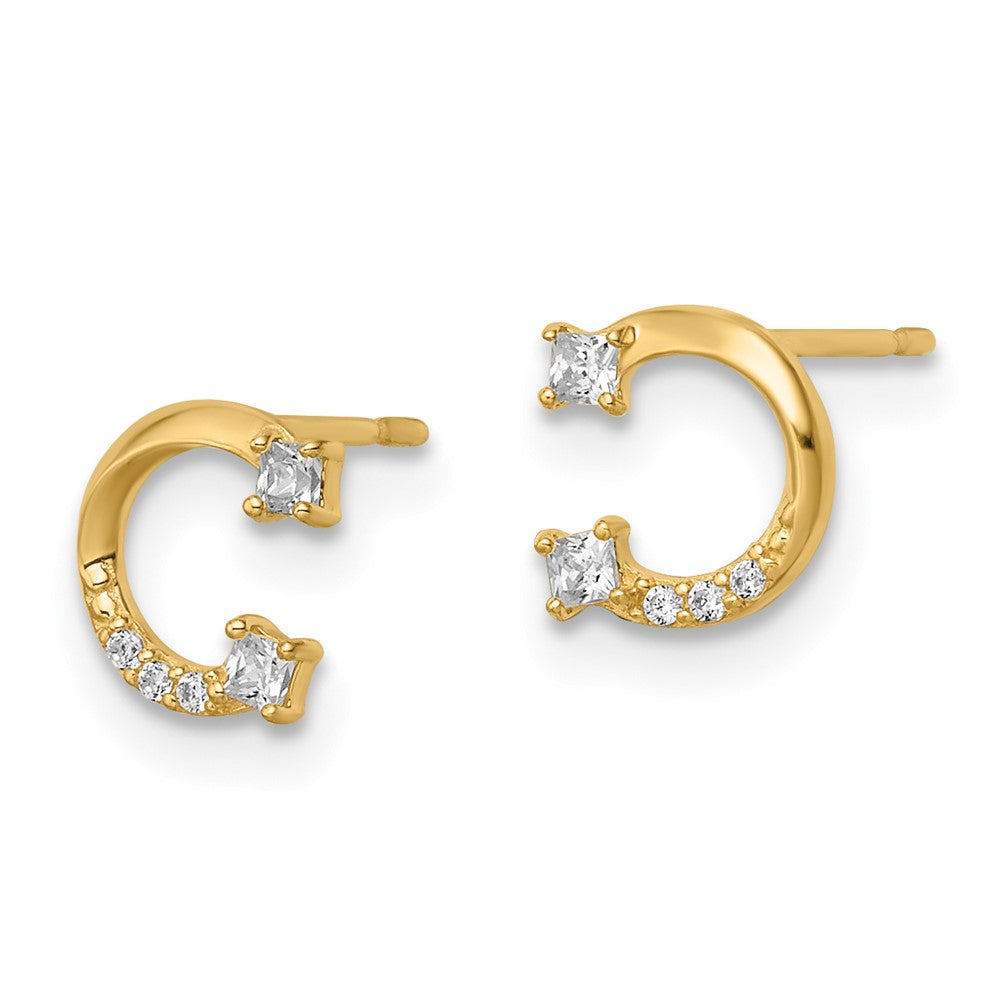FJC Finejewelers 14 kt Yellow Gold Button CZ Horseshoe Post Earrings 6 x 7 mm