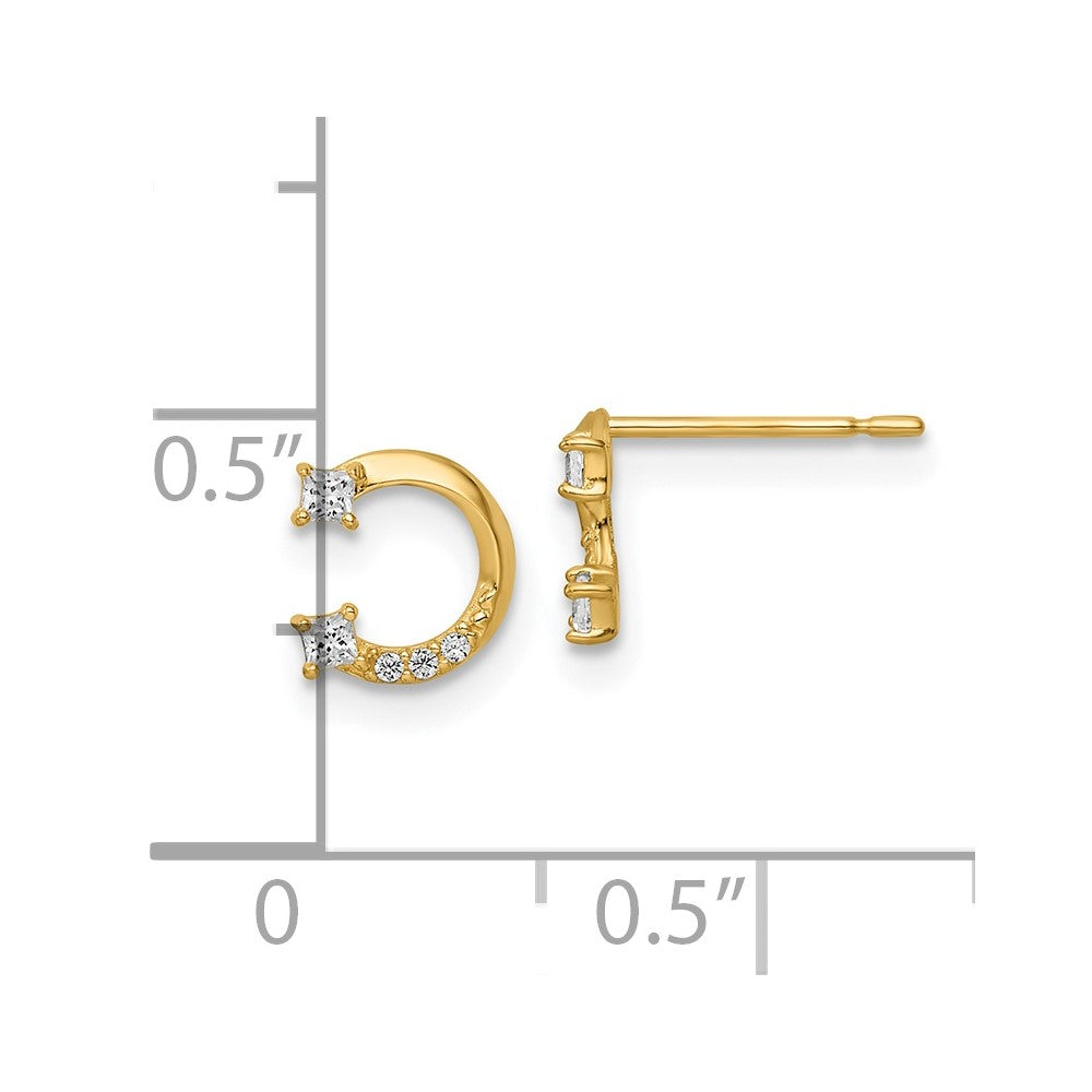 FJC Finejewelers 14 kt Yellow Gold Button CZ Horseshoe Post Earrings 6 x 7 mm