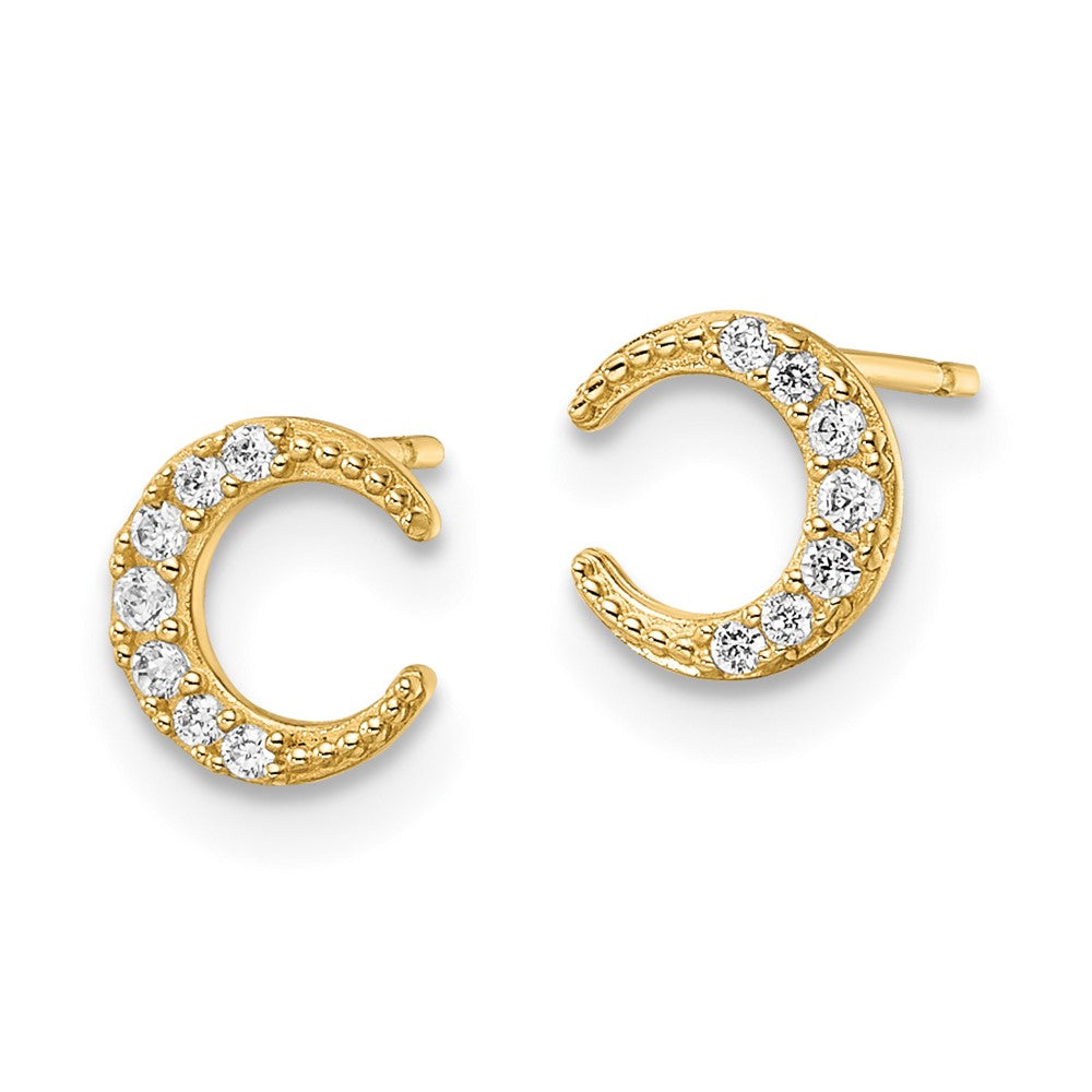 FJC Finejewelers 14 kt Yellow Gold Button CZ Moon Post Earrings 6 x 6 mm