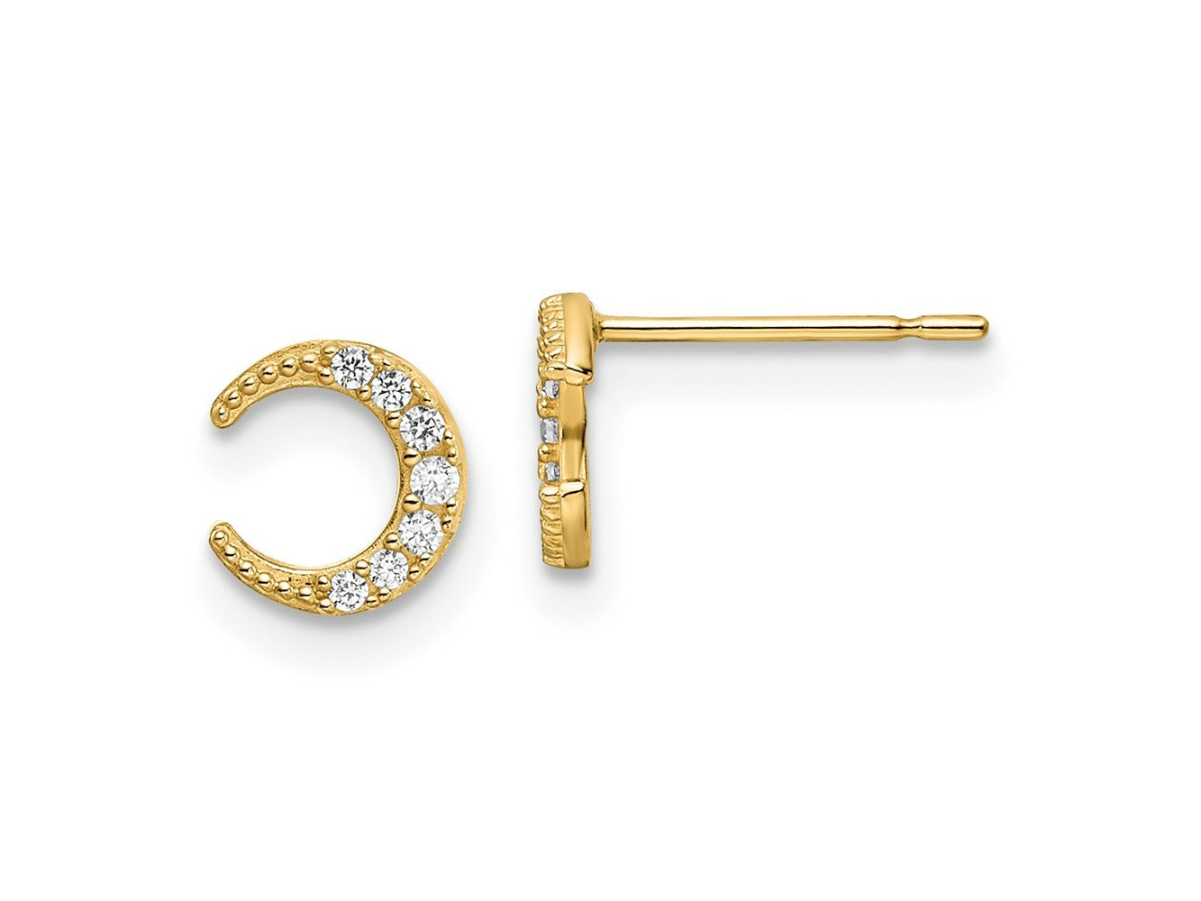 FJC Finejewelers 14 kt Yellow Gold Button CZ Moon Post Earrings 6 x 6 mm