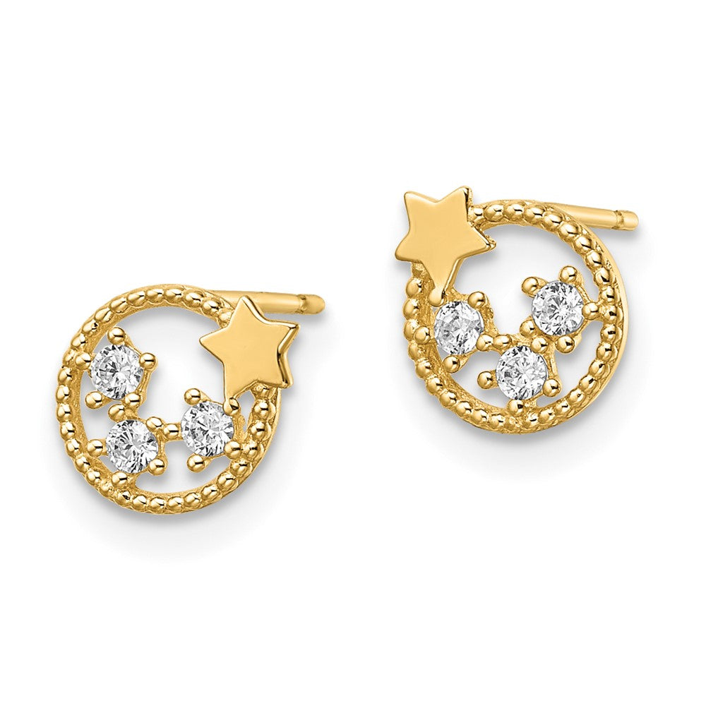 FJC Finejewelers 14 kt Yellow Gold Button CZ Stars Post Earrings 7 x 8 mm