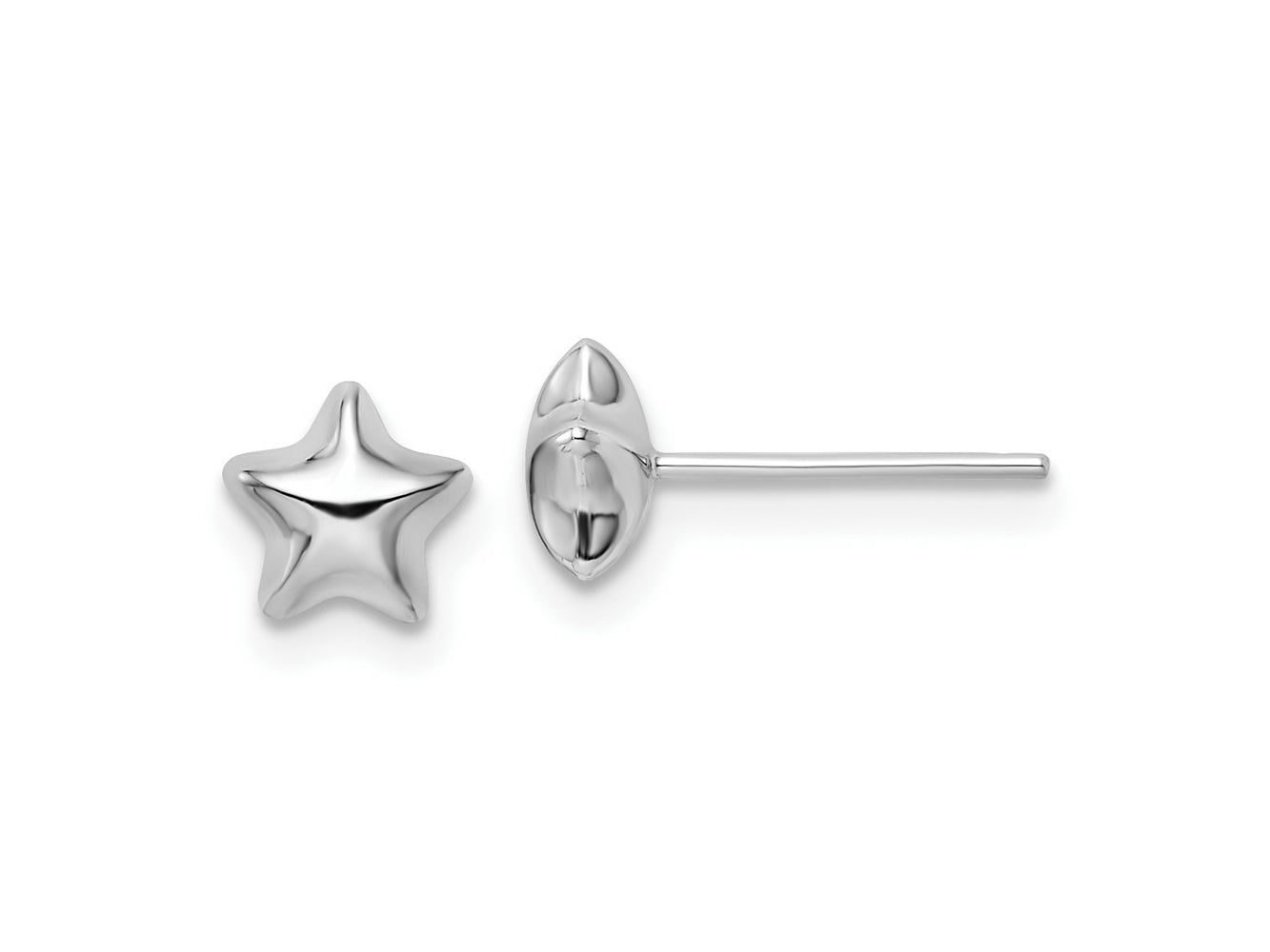 FJC Finejewelers 14 kt White Gold Button White Polished Small Puffed Star Post Earrings 6 x 6 mm