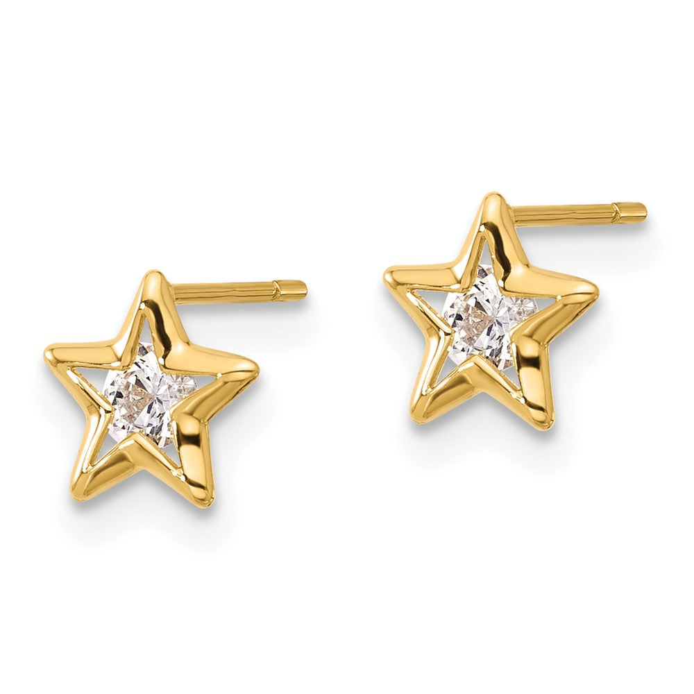 FJC Finejewelers 14 kt Yellow Gold Button CZ Star Post Earrings 6 x 7 mm