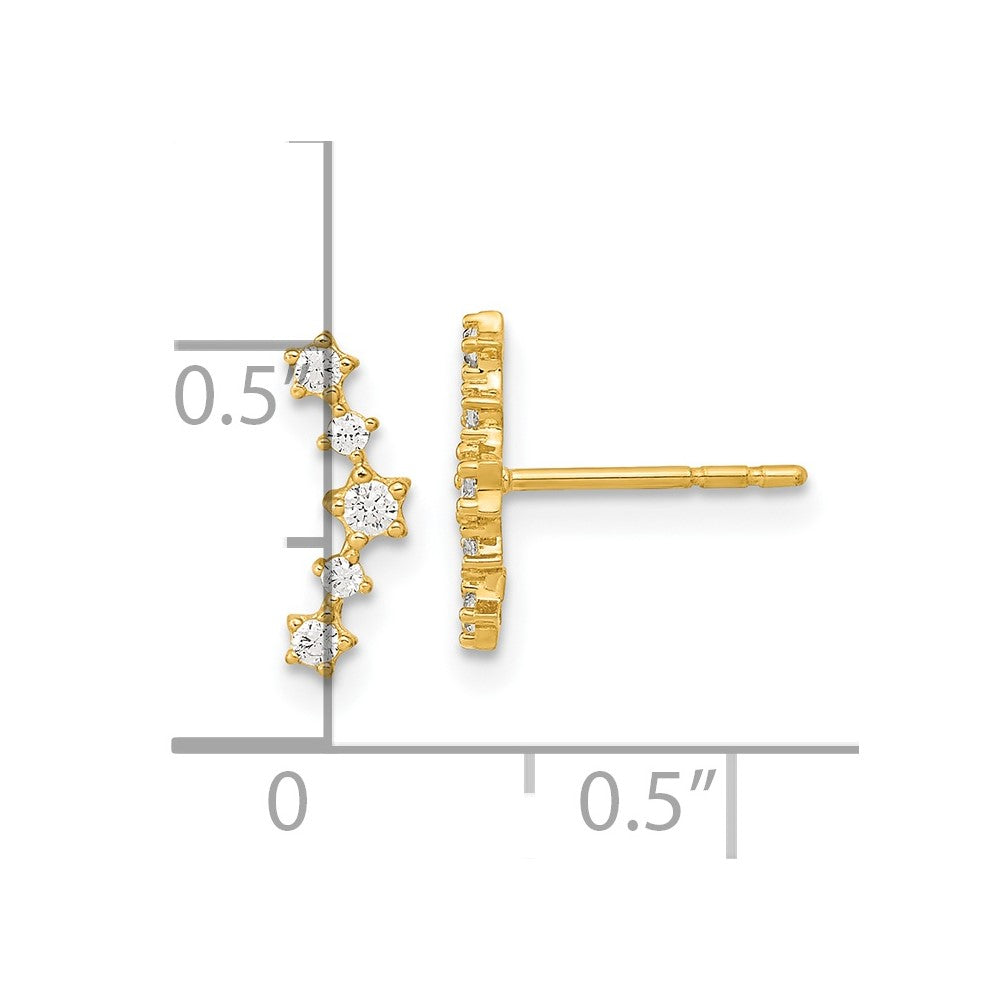 FJC Finejewelers 14 kt Yellow Gold Dangle Polished Fancy CZ Post Earrings 4 x 11 mm