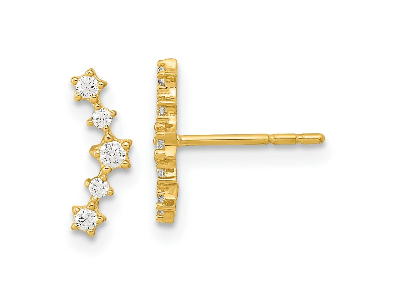 FJC Finejewelers 14 kt Yellow Gold Dangle Polished Fancy CZ Post Earrings 4 x 11 mm