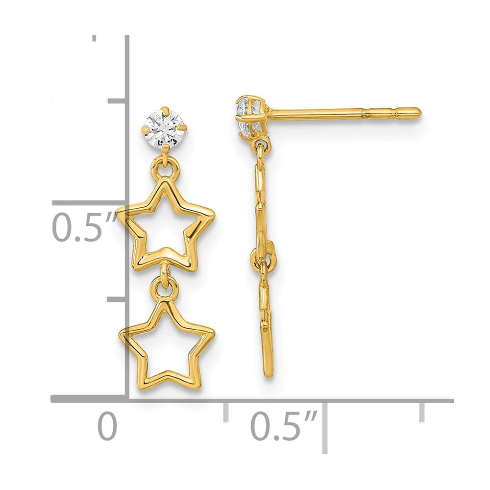 FJC Finejewelers 14 kt Yellow Gold Polished Dangle Star with CZ Post Earrings 17 x 6 mm