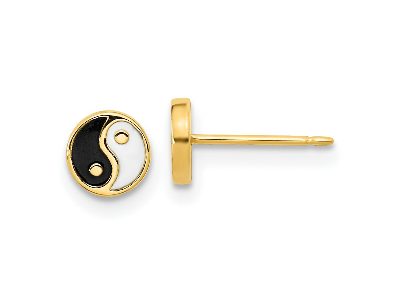 FJC Finejewelers 14 kt Yellow Gold Button Black/White Enamel Yin and Yang Post Earrings 5 mm x 5 mm