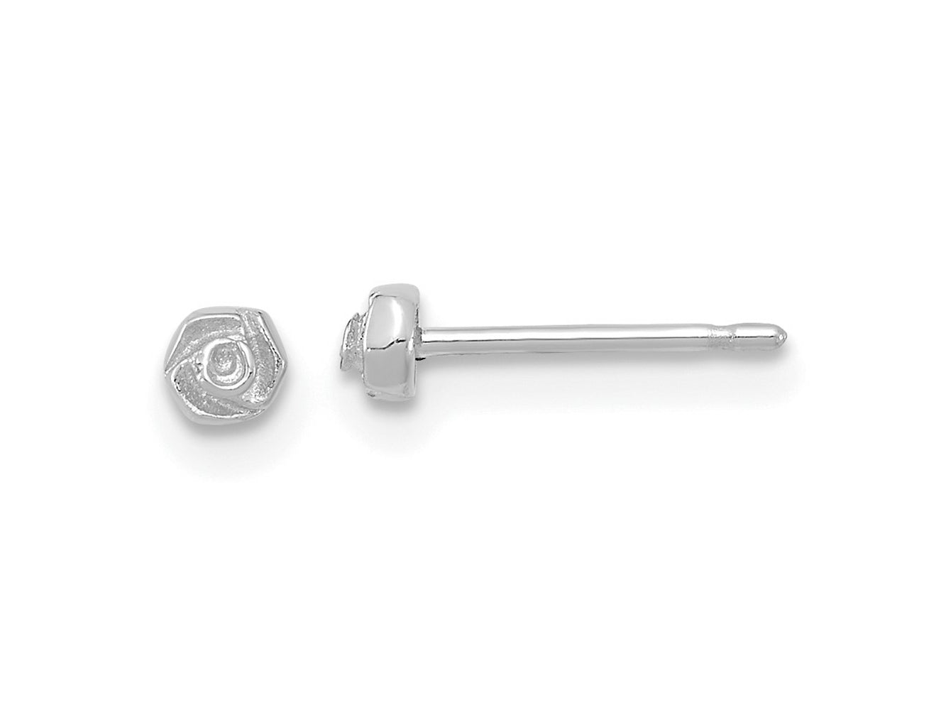 FJC Finejewelers 14 kt White Gold Button Polished Rose Post Earrings 3 x 3 mm
